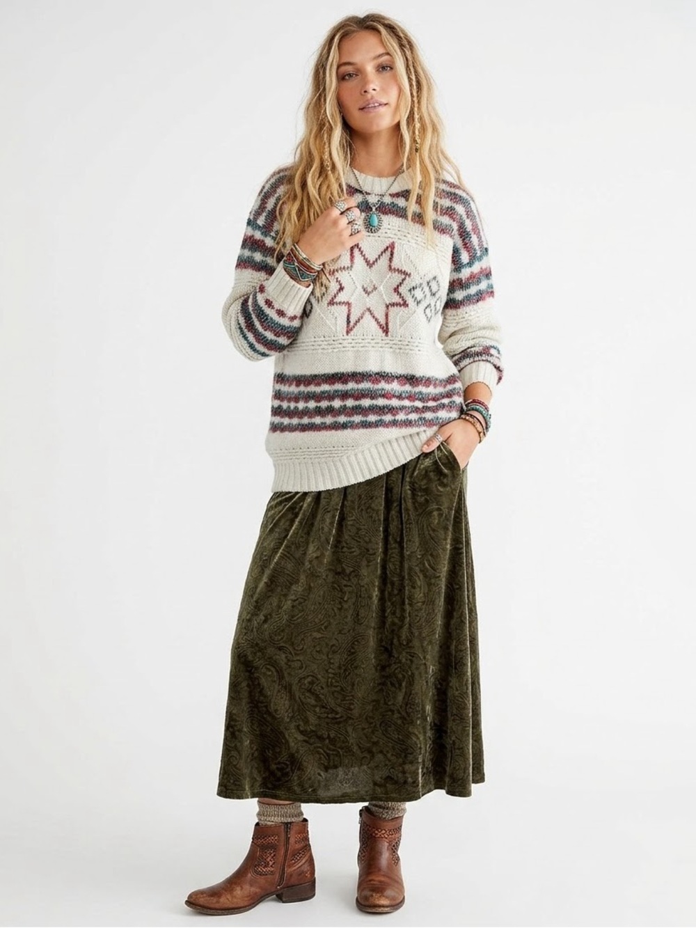 Vintage Boho Cottagecore Sweater Lonestar Chunky Knit Cabincore